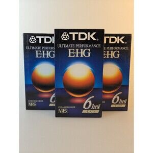 TDK Ultimate Performance  E-HG 6 Hour  VHS Tapes T-120 Lot of 3